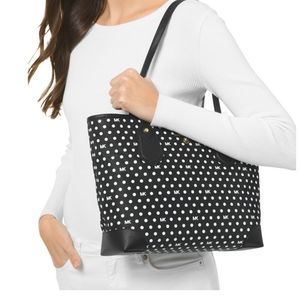 Michael Kors BLACK/WHITE OPTICAL MEDIUM TOTE